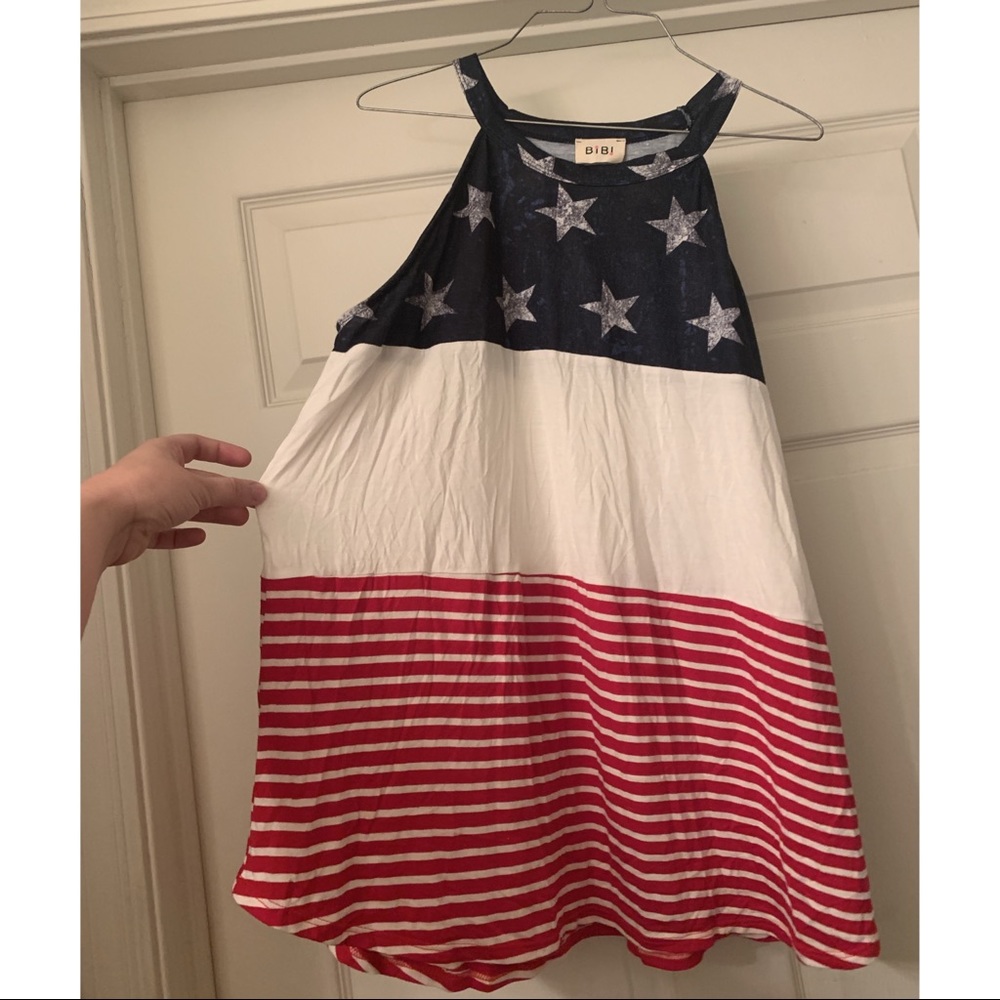 Bibi Red, White, and Blue Patriotic tank boutique
